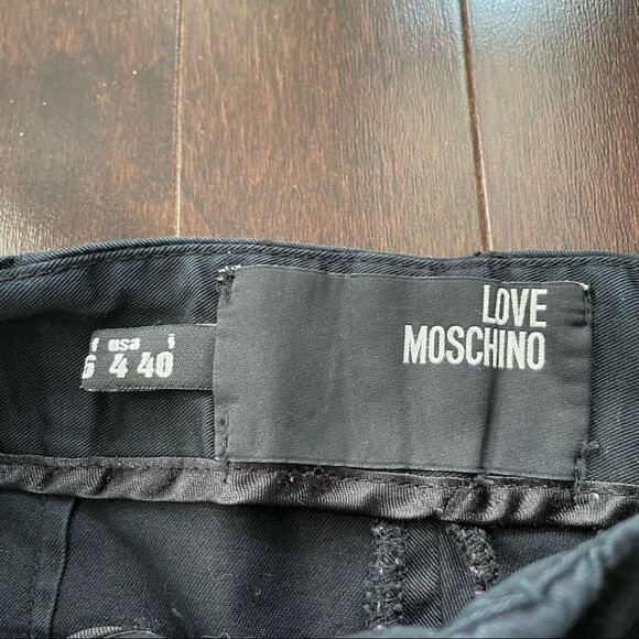 Love Moschino Black Cotton Blend Black  Trousers Sz 4 - Picture 3 of 14